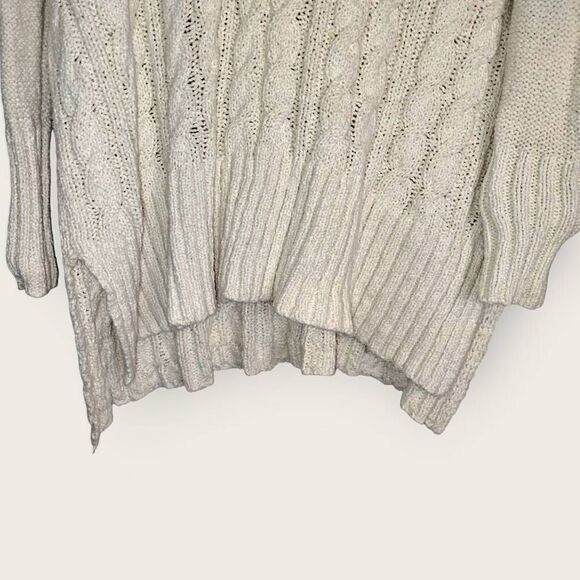 Free People Womens Sweater Sz Small Cotton Cable Knit Vneck Slouchy Oversized - Picture 5 of 12